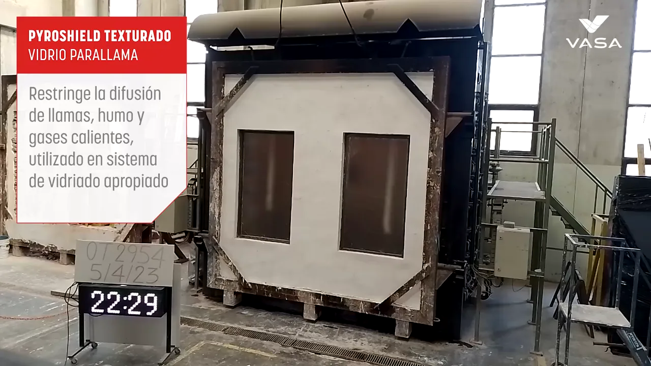 Sistema Pyroshield Texturado durante la exposición al fuego en el ensayo INTI